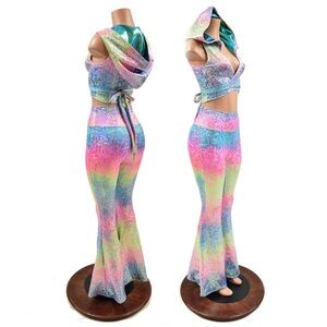 Coquetry Clothing, rainbow, shattered glass, solar flares, and wrap top.